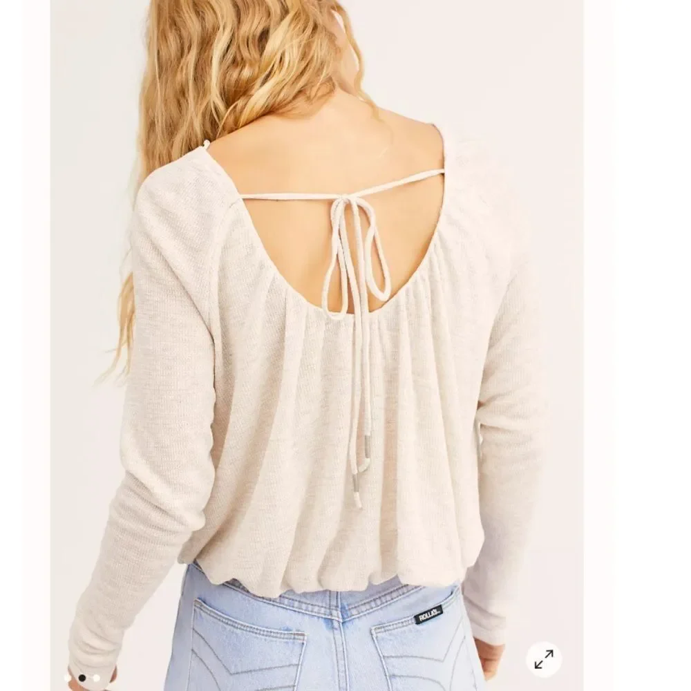 NWT Free People Bondi Thermal Cropped Swing Top in Blue